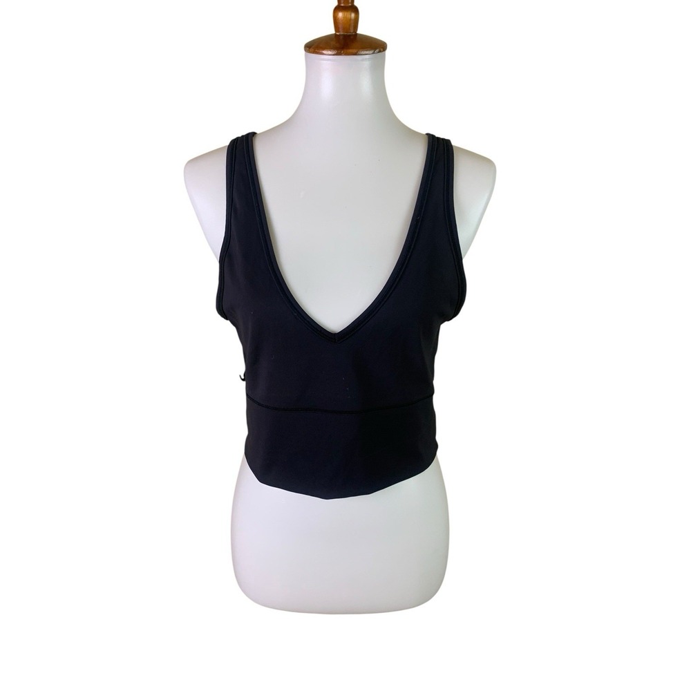 Lululemon Black V Neck Crop Tank Top Athleisure Yoga Pilates Minimalist Y2K 12